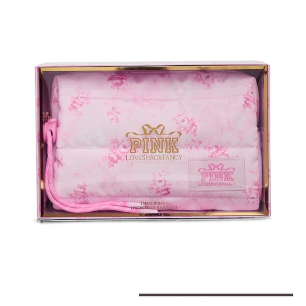 VS Pink X Loveshackfancy Pink Floral Makeup Bag